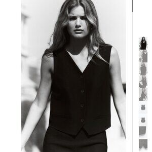 NWT ZARA TABBED VEST BLACK